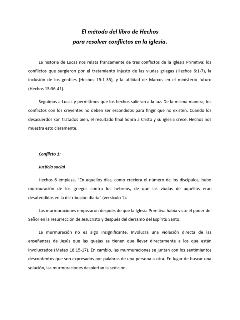 Resolución de Conflictos en la Iglesia | PDF | Pablo el apóstol | Bernabé