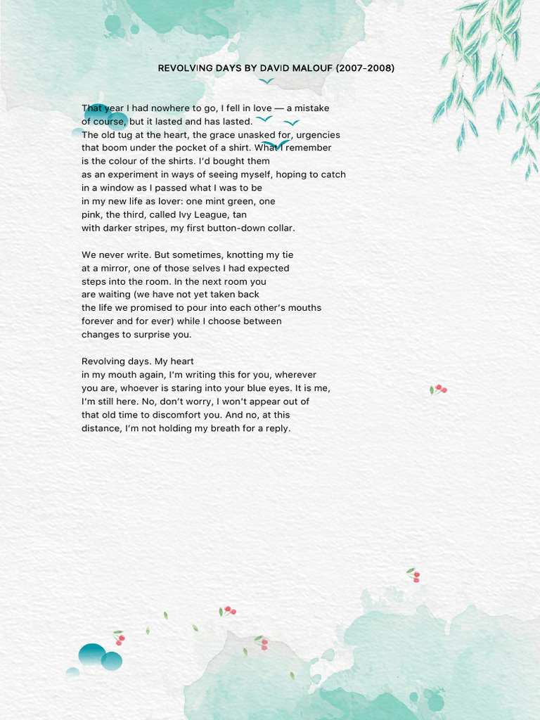 Revolving Days by David Malouf | PDF | Home & Garden | Art
