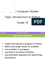 CB VI Computer Studies Introduction To Python