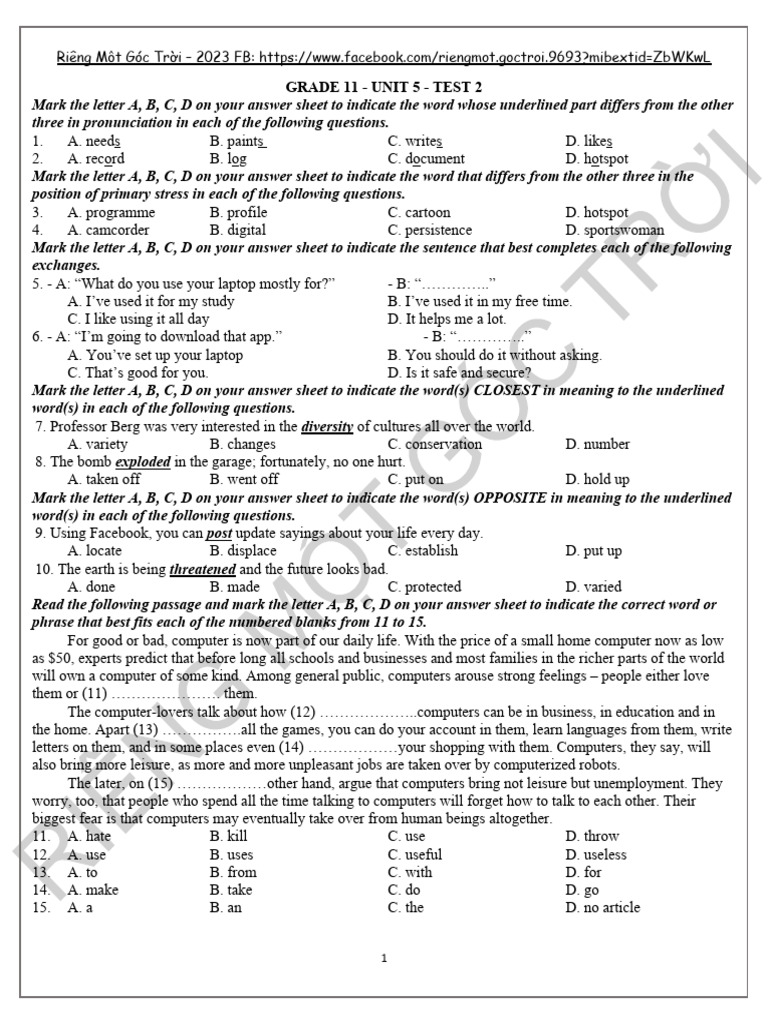  ki m tra friends global grade 11 unit 5 test 2 pdf