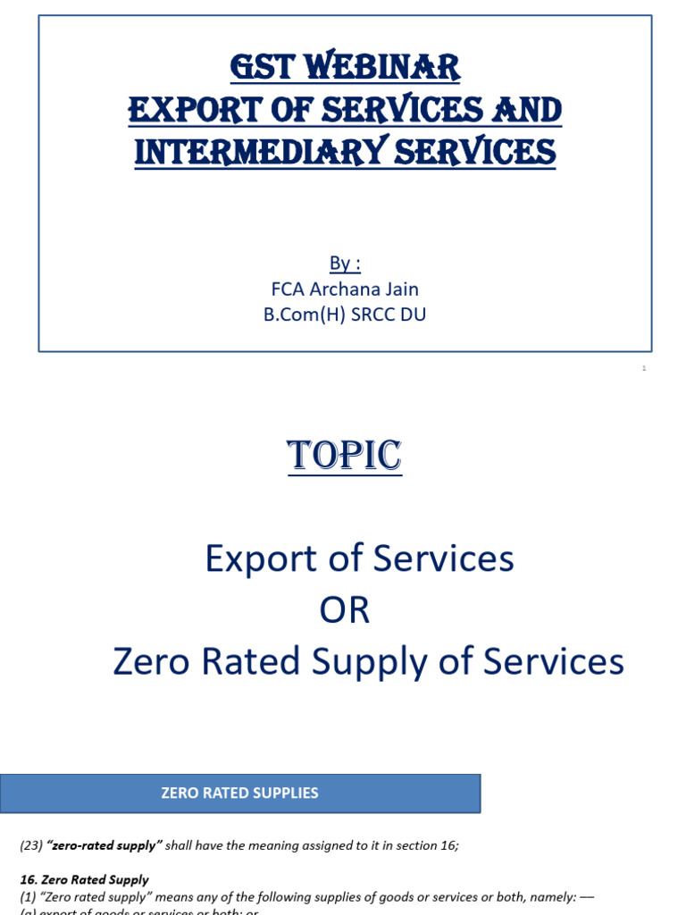 GST Webinar: Export & Intermediary Services | PDF | Taxes | Value Added Tax