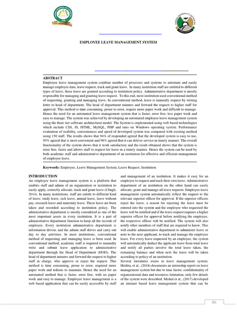 Automated Leave System For Institutions Pdf World Wide Web