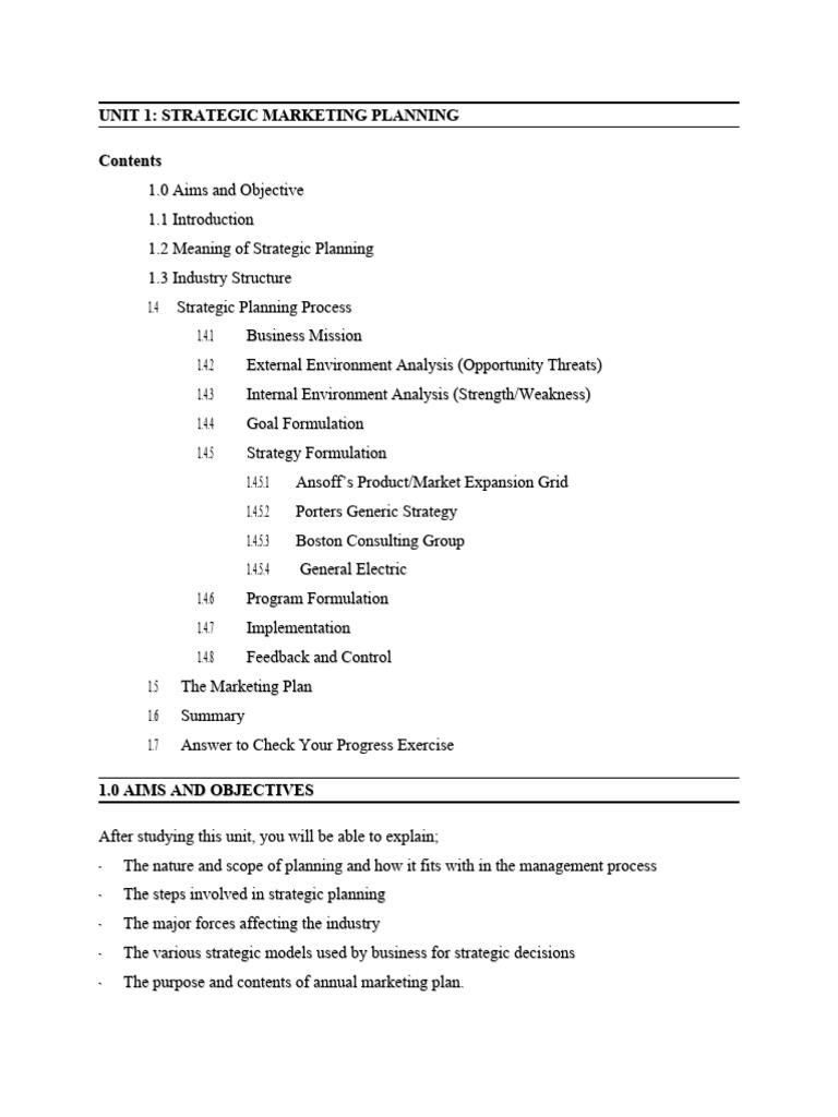 Strategic Marketing Planning Guide | PDF | Strategic Management | Marketing