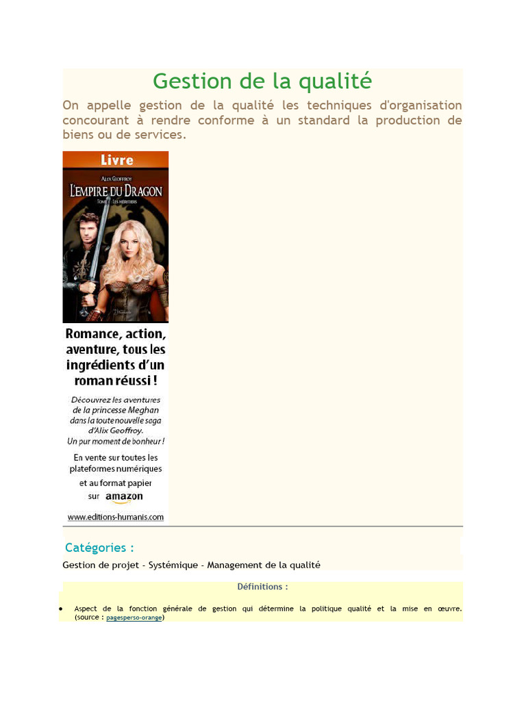 Défauthèque et gestion de la qualité | PDF | Management de la qualité ...