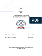 Industrial Training Report Mern Stack: Submitted in Partial Fulfilment of The Requirement For The Award of Degree of