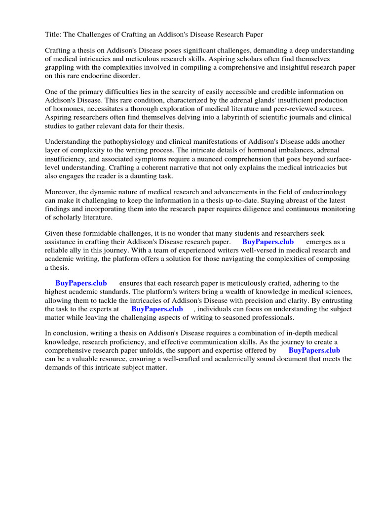 Addisons disease research paper pdf adrenal gland