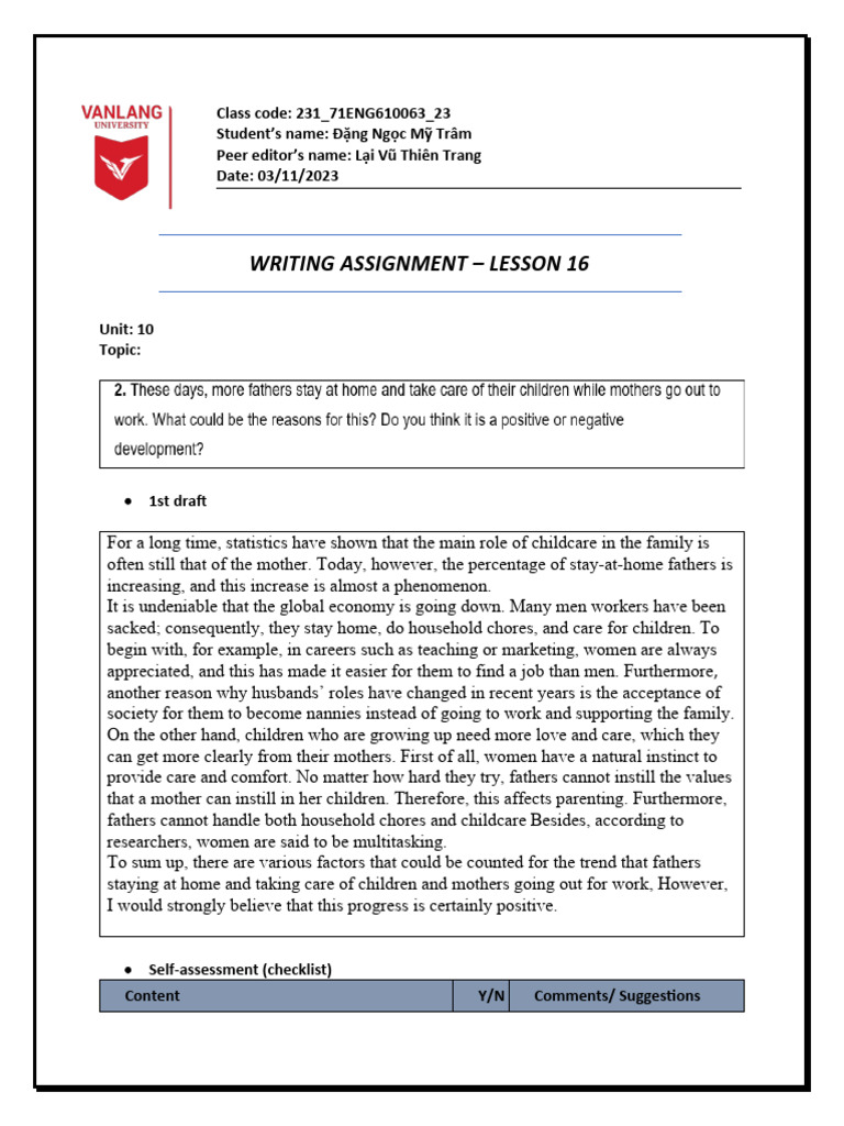 Template Writing Assignment | Download Free PDF | Essays | Child Care