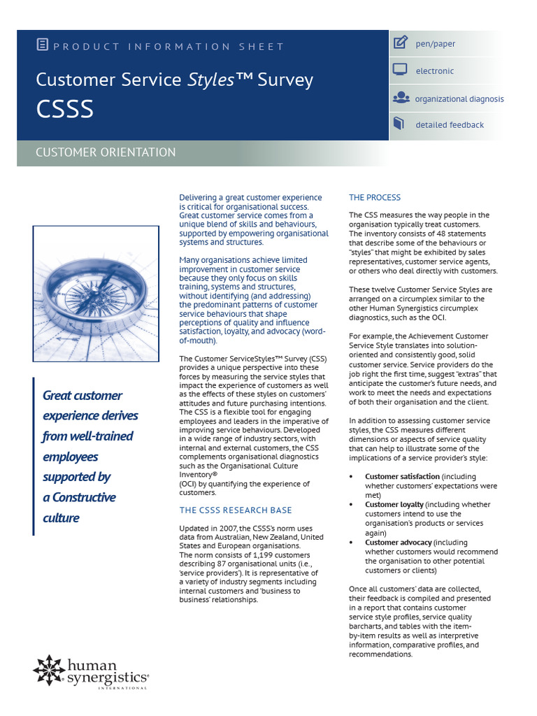 Product Information Sheet - CSSS | Download Free PDF | Customer ...