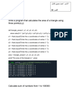 Write A Program That Calculates The Area of A Triangle Using Three Points