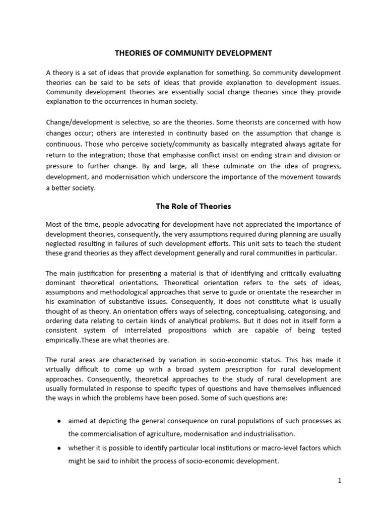 Community Development Theories Explained | PDF | Innovation | Liberal ...