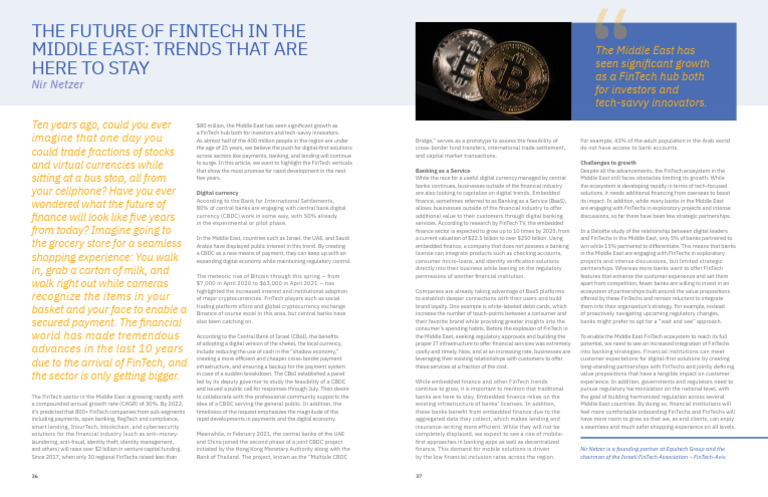 FinTech Growth Trends in the Middle East | PDF | Banks | Central Banks
