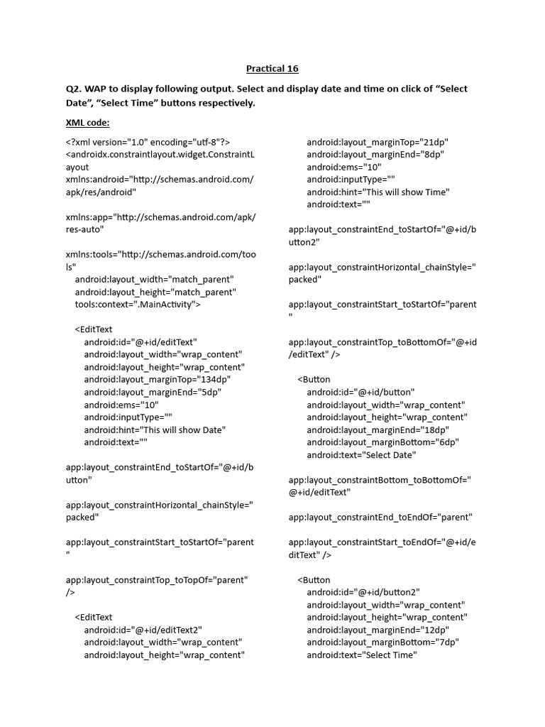 Date and Time Selector in Android | PDF | Android (Operating System ...