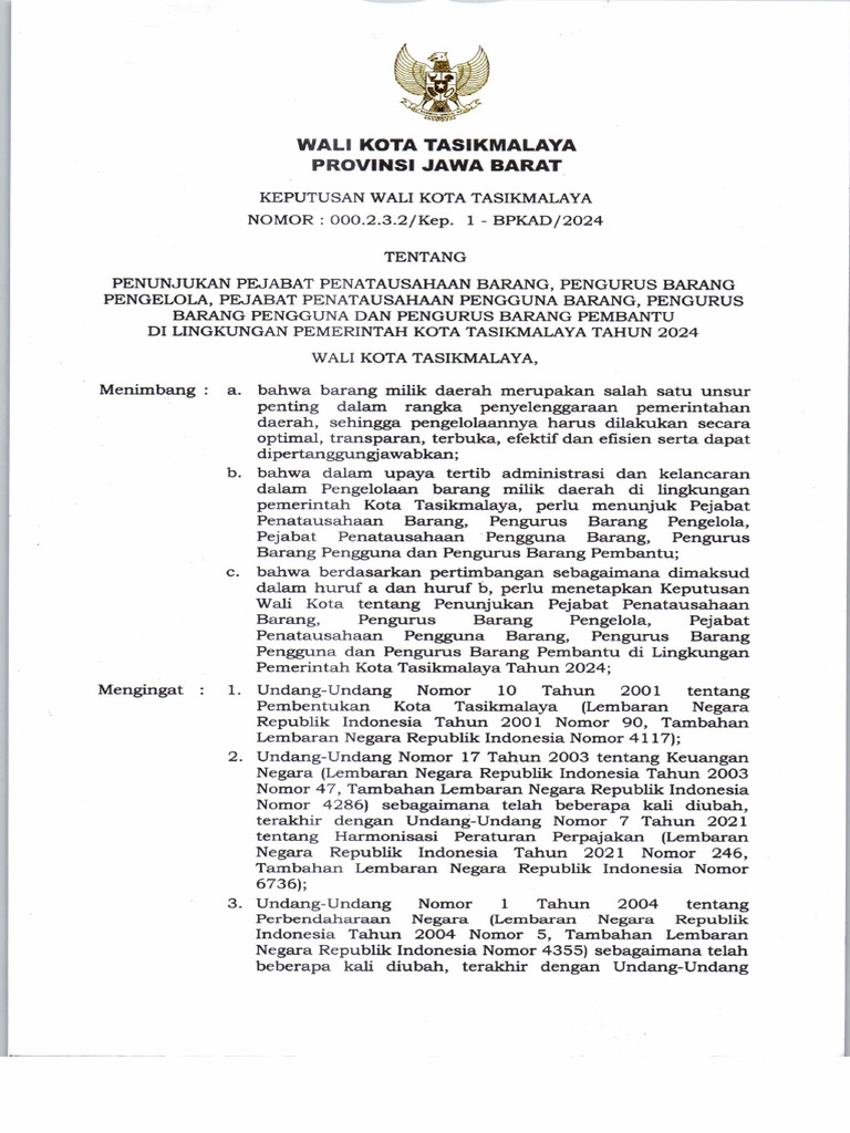 SK Pengurus Barang Murni 2024-1 | PDF