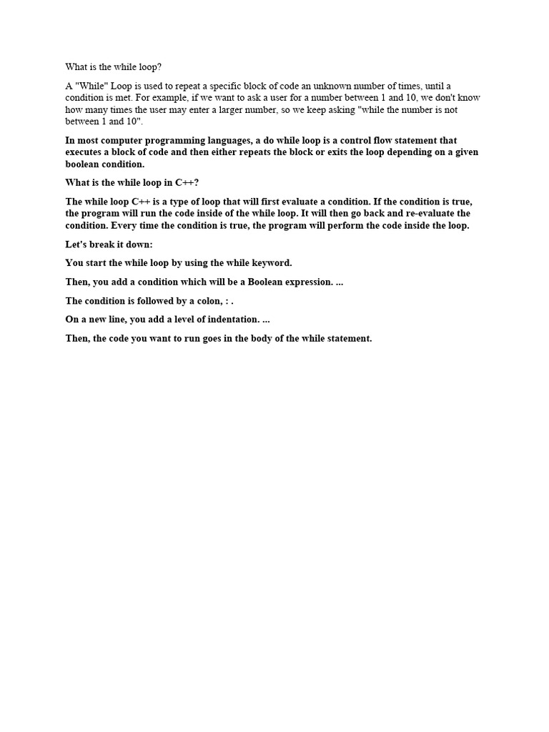 What Is The While Loop | PDF | Teaching Methods & Materials | Computers