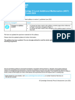 Syllabus Update: Cambridge O Level Additional Mathematics (4037) For Examination in 2023 and 2024