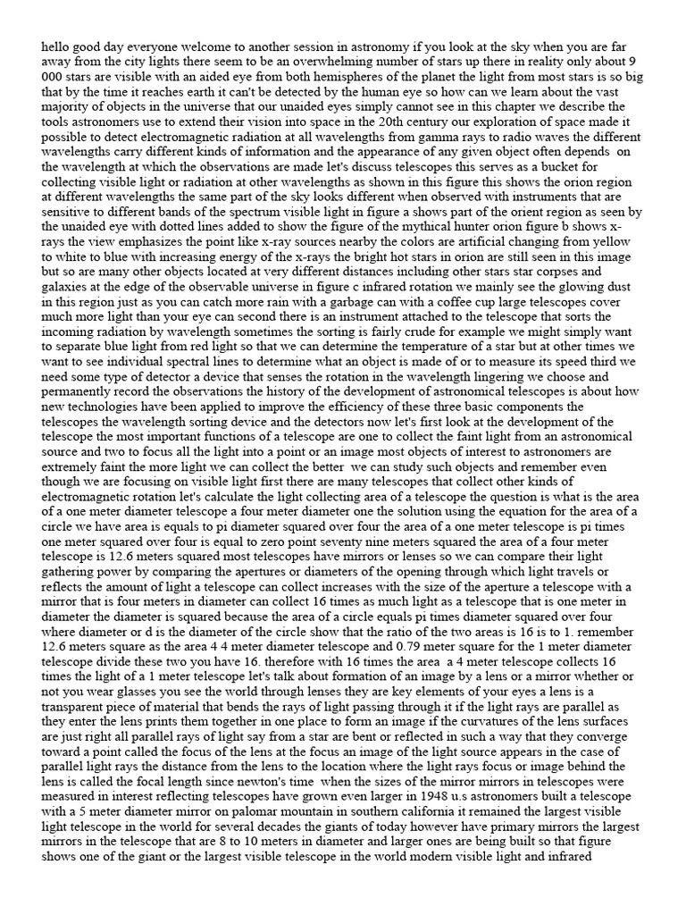 Astronomy Session 6 Pdf Telescope Charge Coupled Device
