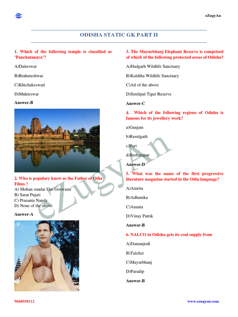 Odisha Static Gk Pdf