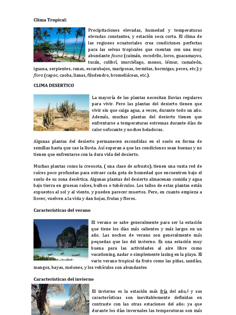 Características del Clima Tropical | PDF | Desierto | Zona tropical