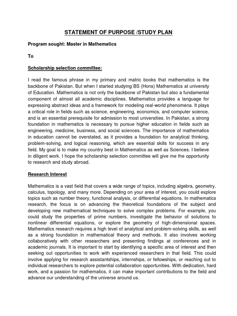 Student Study Plan for Master's in Math | PDF | Mathematics | Equations
