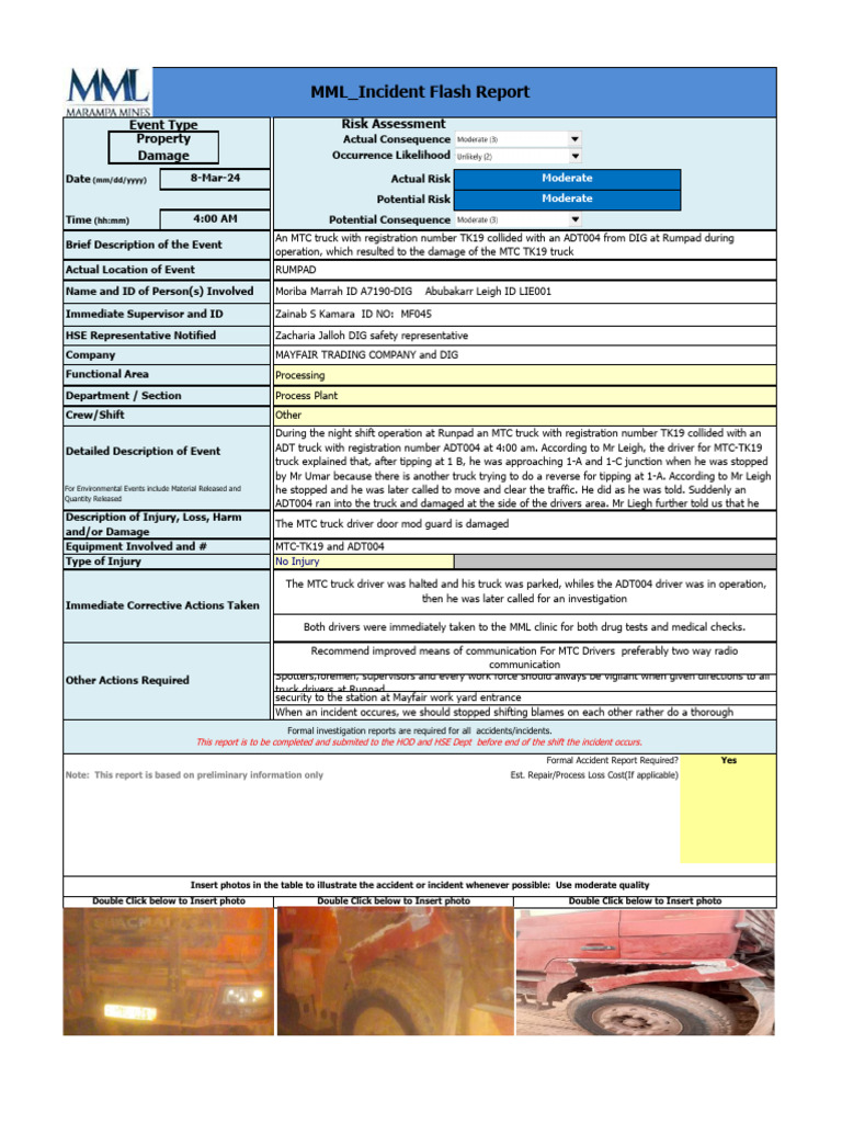 MTC and ADT Truck Collision Report | PDF | Risk | Safety