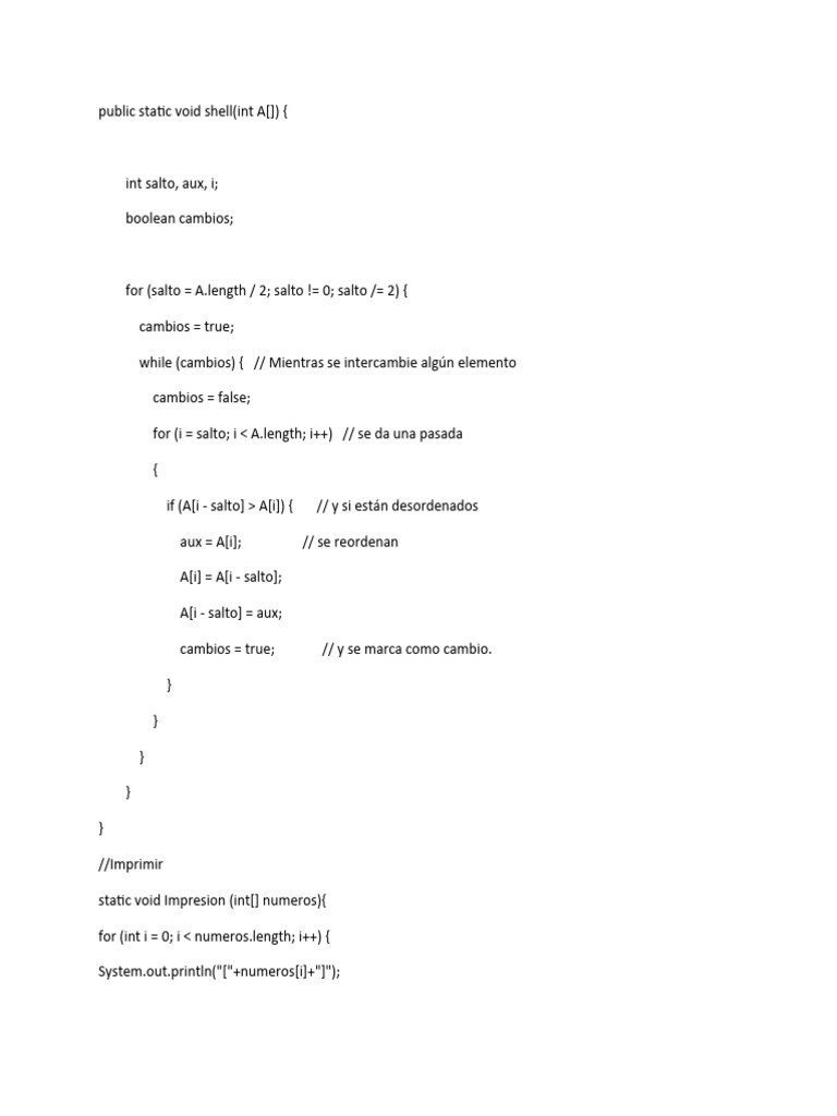 Algoritmos Shell Sort y Búsqueda Binaria | PDF | Informática
