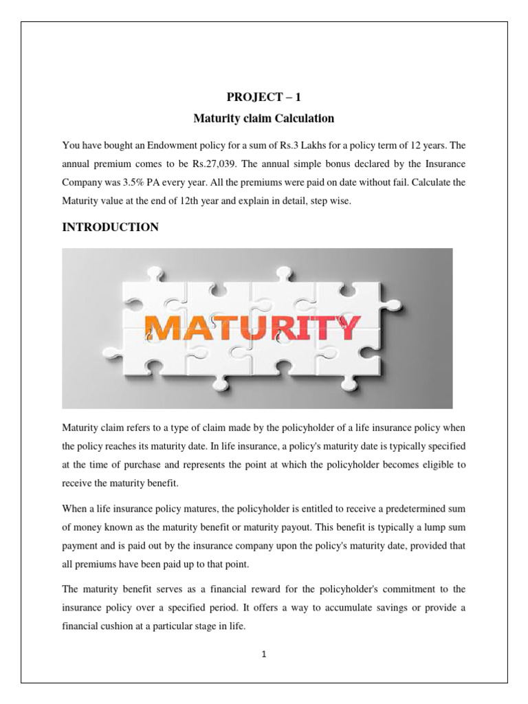 Maturity Claim Calculation for Endowment Policy | PDF | Deposit ...