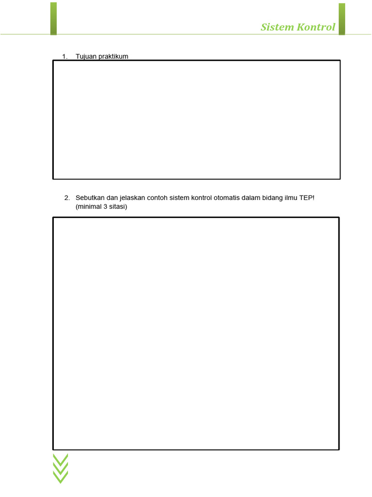 TPB Worksheet Sistem Kontrol On-Off Dan PID | PDF