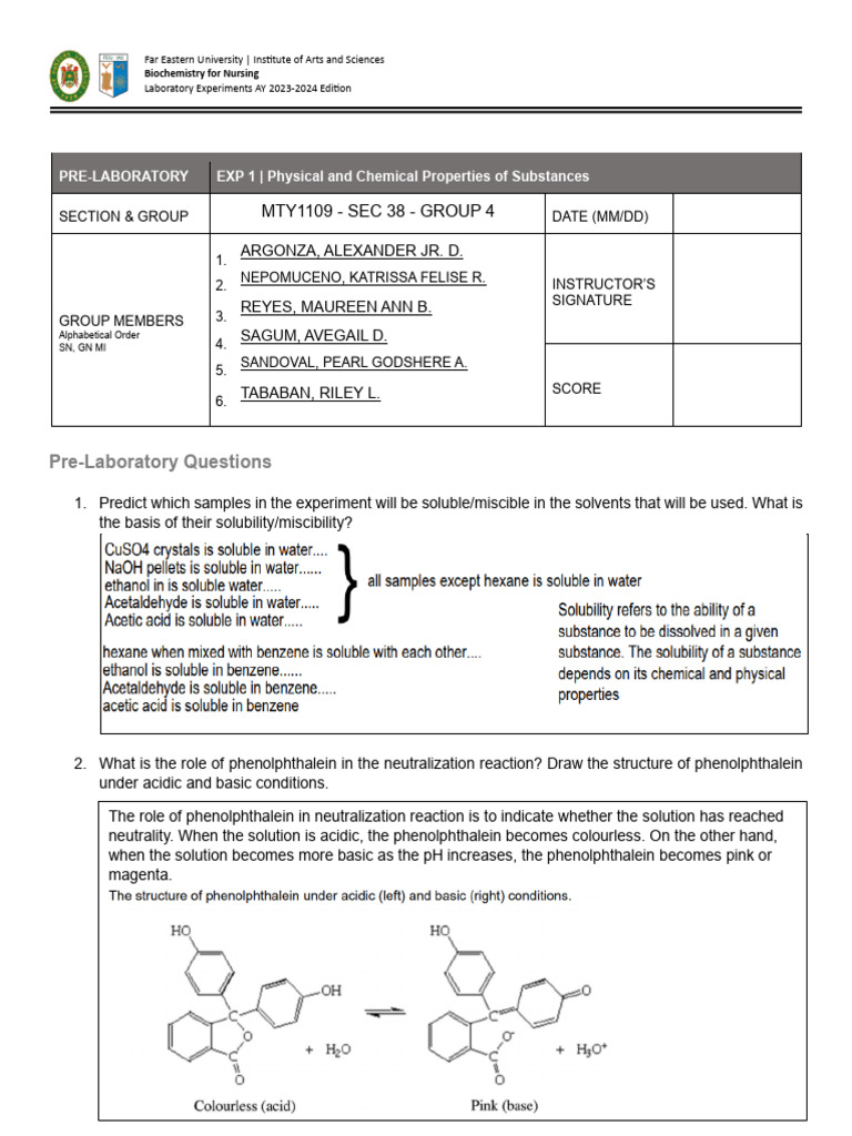 Biochemistry Lab Experiments 2023-2024 | PDF | Sodium Hydroxide ...
