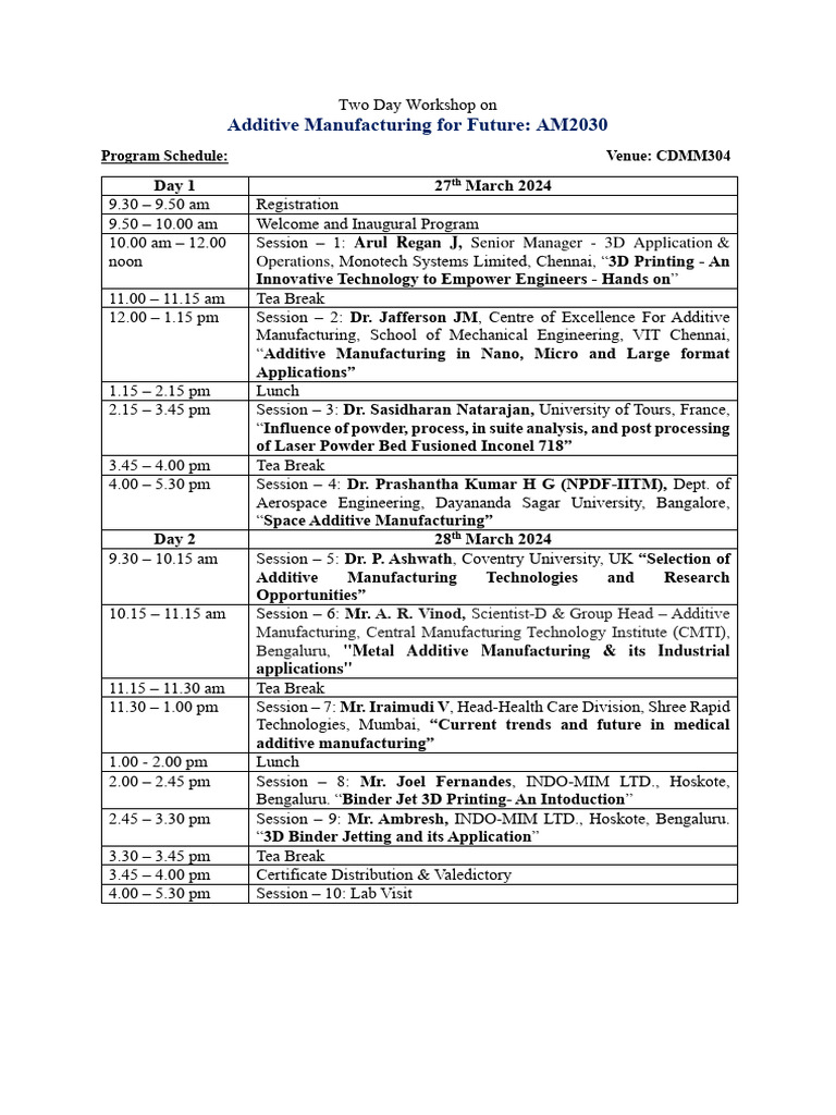 3D Printing Workshop in Bangalore | PDF | 3 D Printing | Bangalore