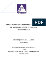 Atestat Mustățea Diana Bun 1 Lucrare Pentru Obţinerea Examenului de Atestare A Competenţelor Profesionale