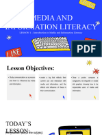 LESSON 1 - Introduction To Media and Information Literacy