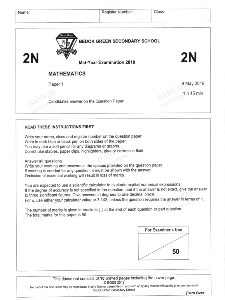 2018 Mid-Year Mathematics Exam Paper | PDF | Speed | Mathematics