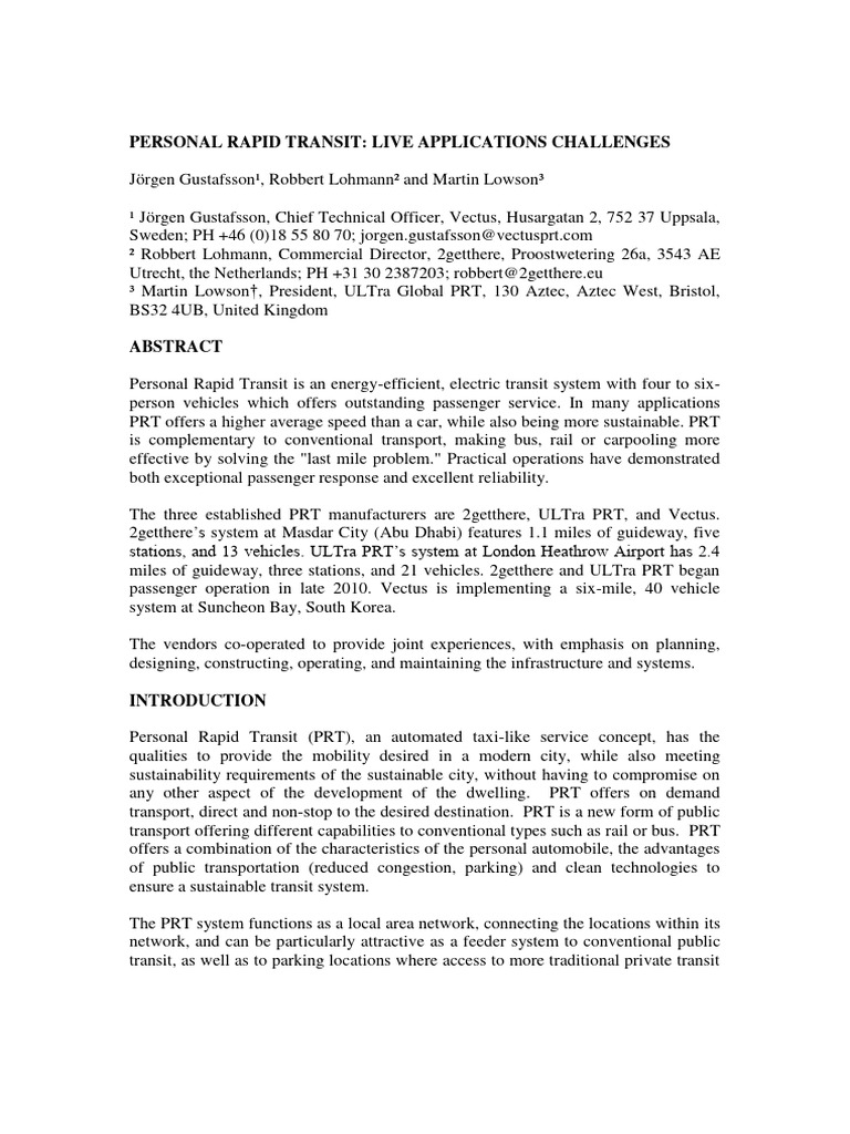 Case Study PRT | PDF | Public Transport | Land Transport