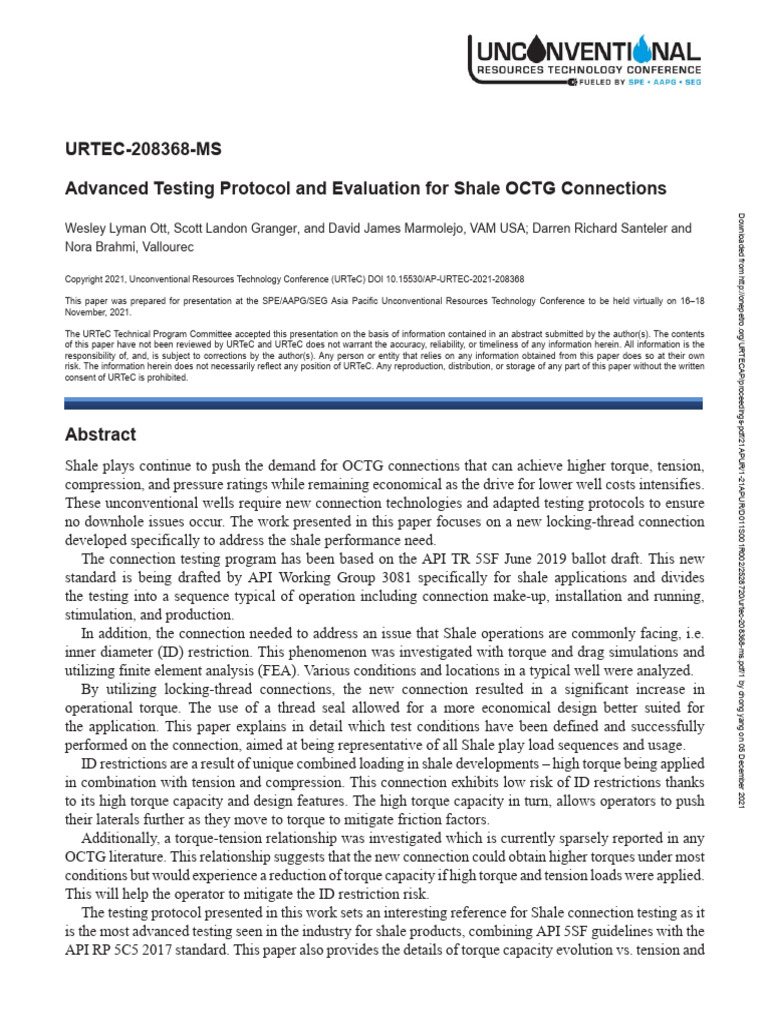 Spe-Urtec-208368-Ms - Advanced Testing Protocol and Evaluation For ...