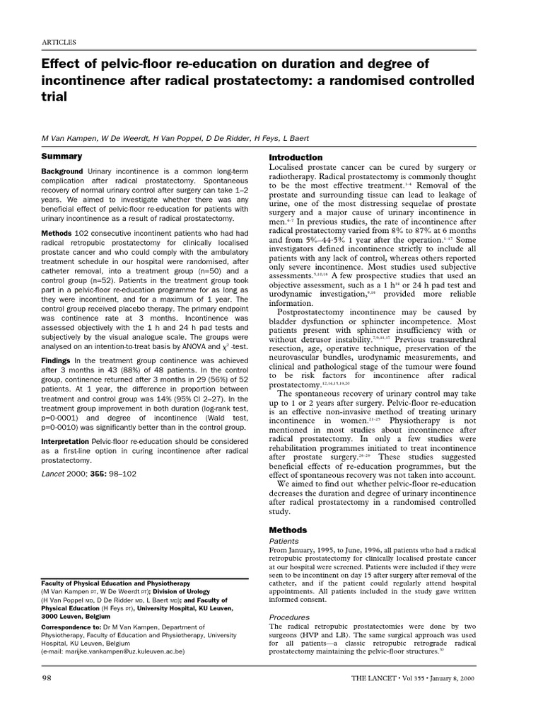 Pelvic-Floor Rehab for Post-Prostatectomy Incontinence | PDF | Urinary ...