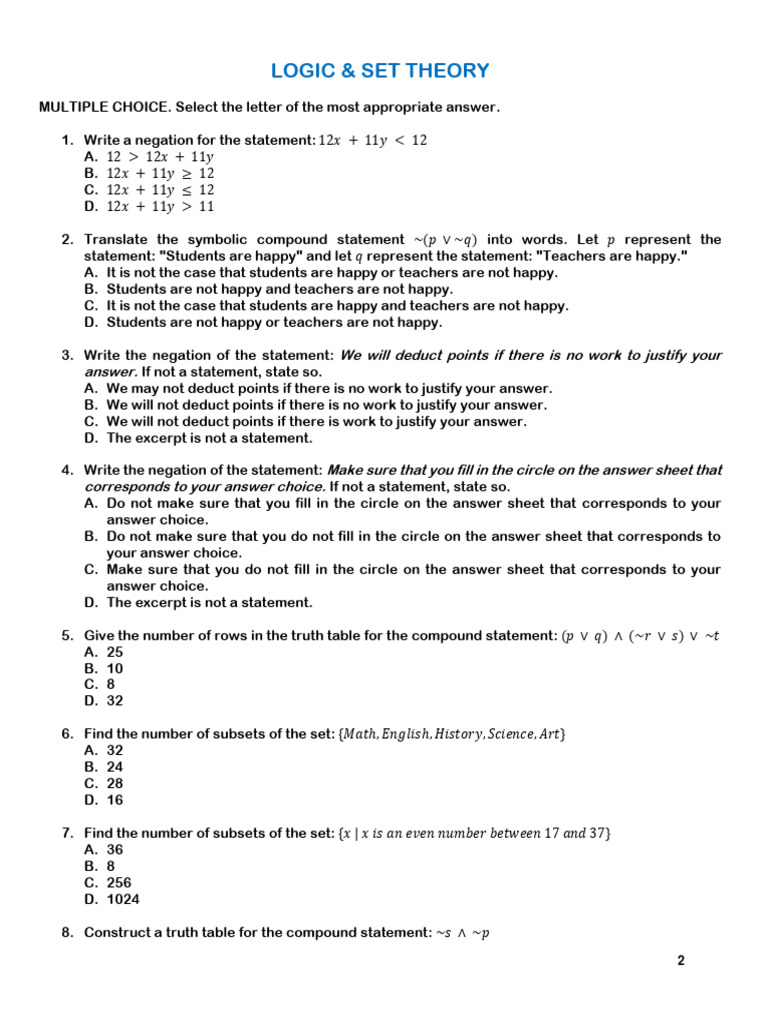 Logic And Set Theory