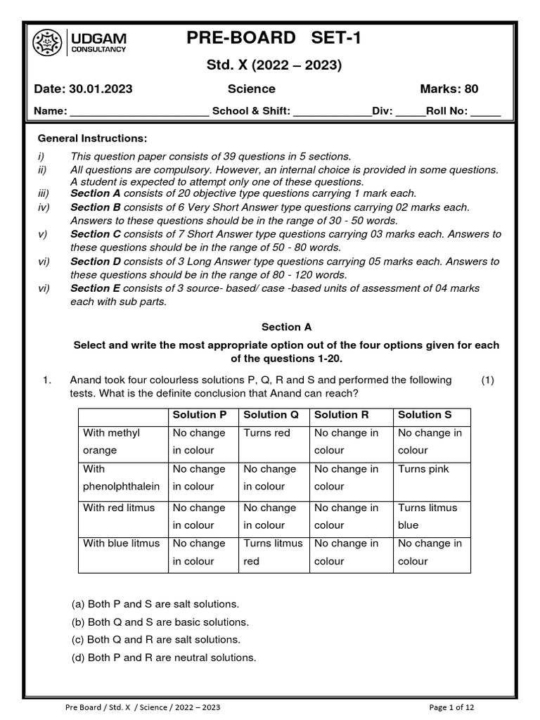 Set 1 class 10 pb qp science 2022 23 pdf refractive index