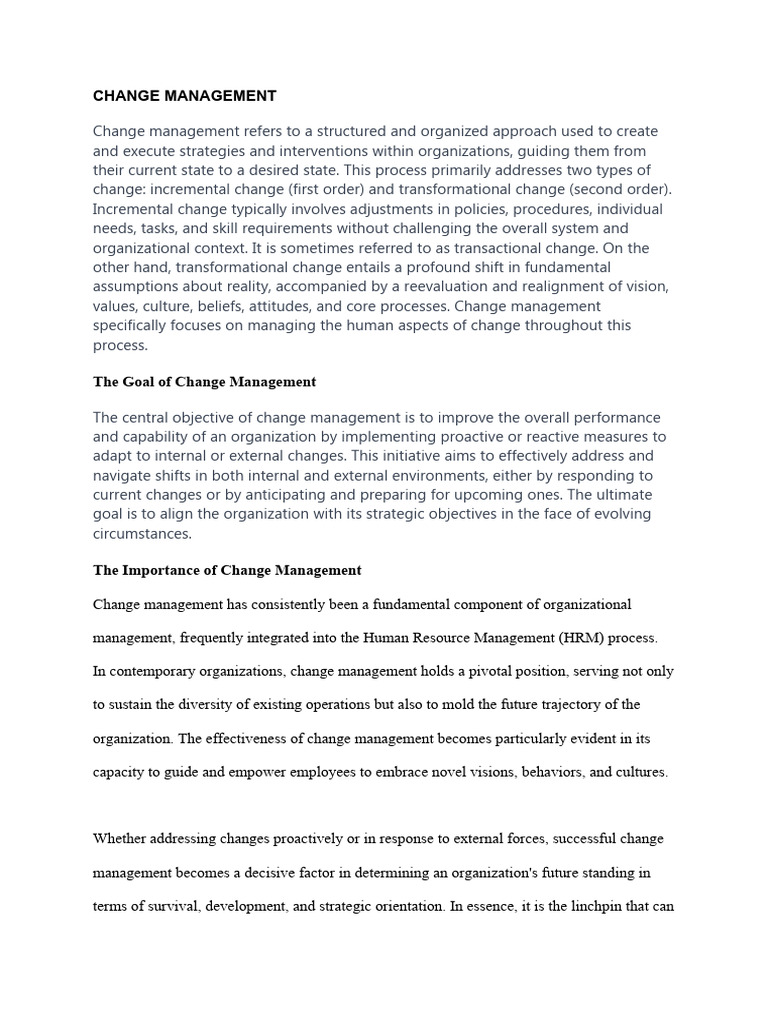 Effective Change Management Strategies | PDF | Change Management | Goal