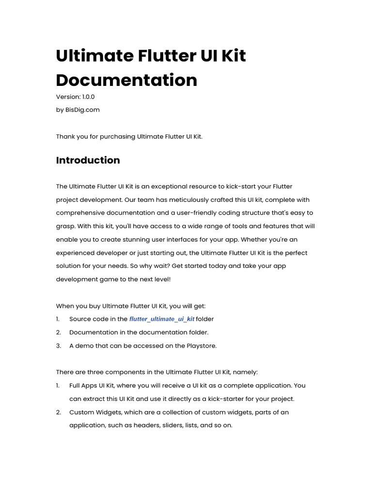 Documentation - Ultimate Flutter UI Kit Eng | PDF | Mobile App | User ...