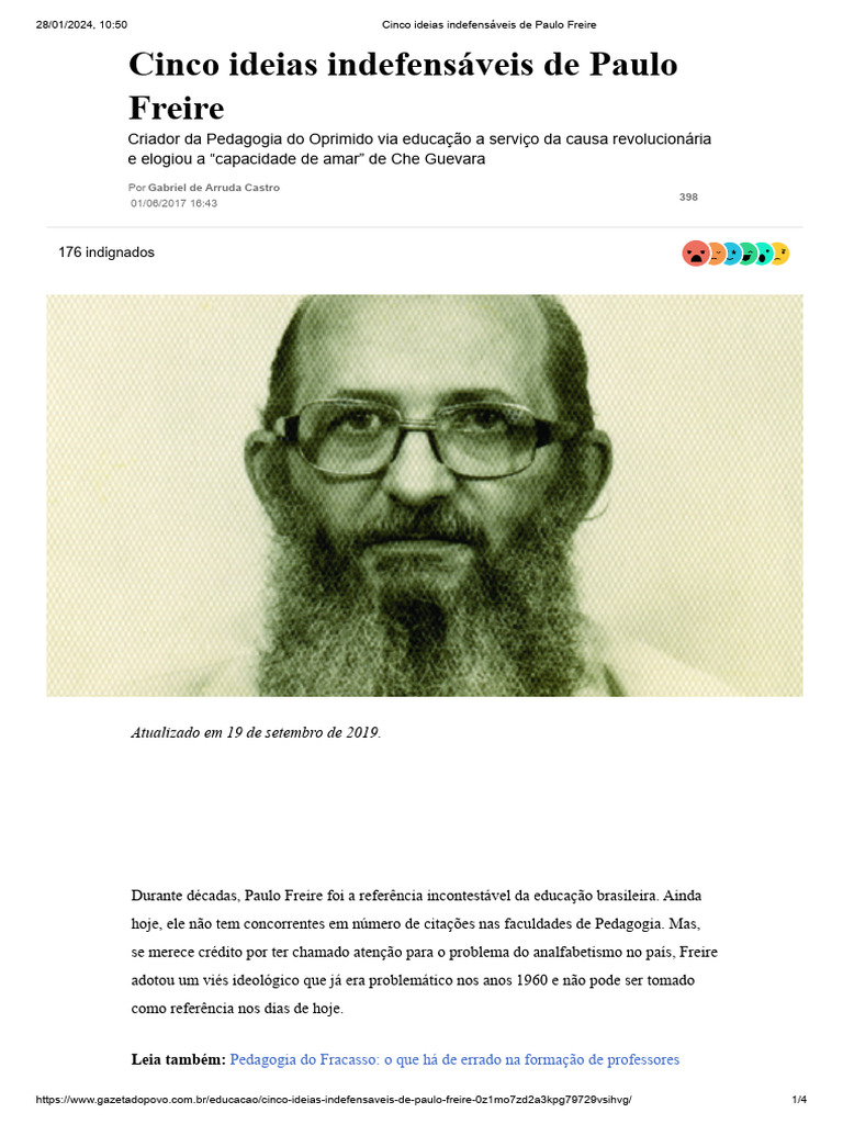 Cinco ideias indefens veis de paulo freire gazeta do povo pdf