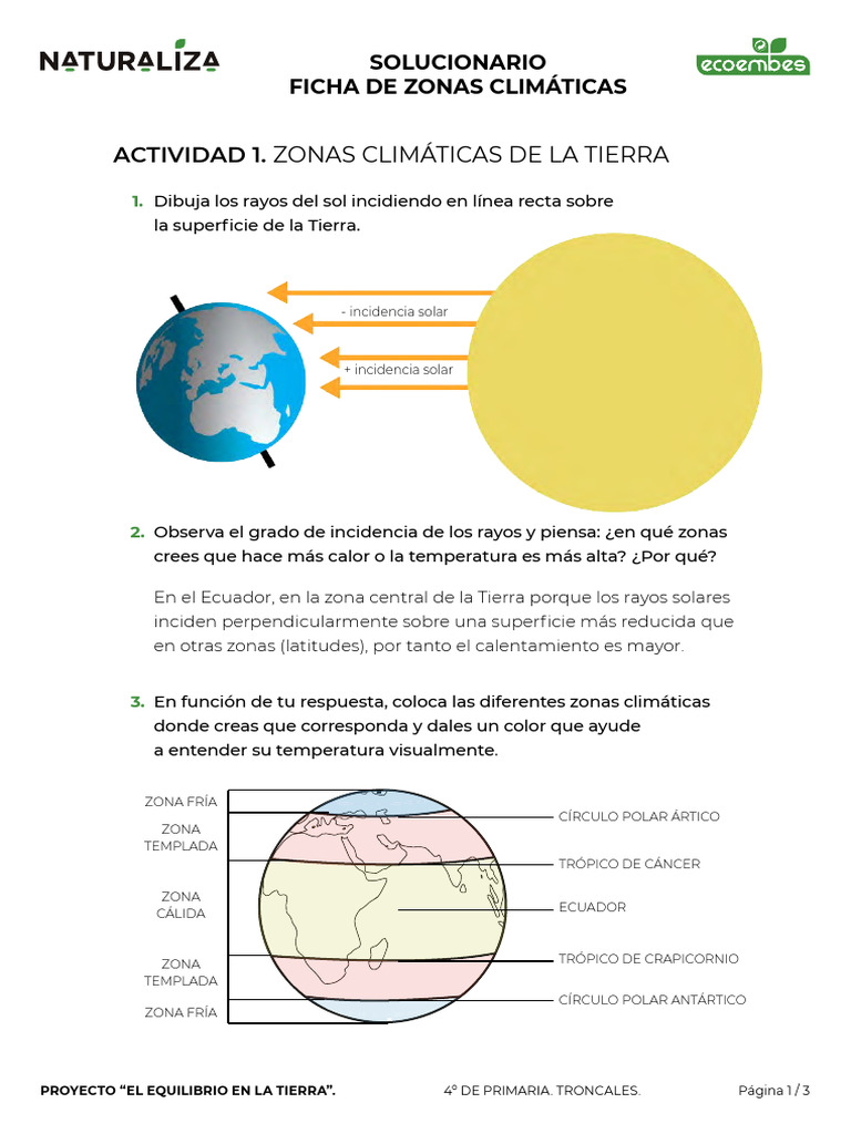Actividad 1. Zonas Climáticas de La Tierra | PDF | Clima | Ecuador