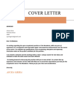 Receptionist Cover Letter Example