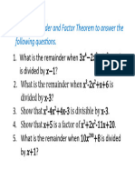 Remainder and Factor Theorem