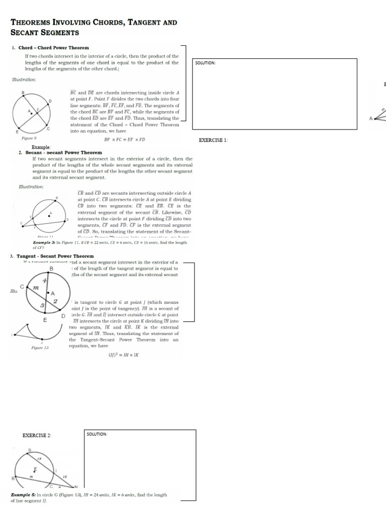 Power Theorems Worksheet Solutions | PDF | Language Arts & Discipline