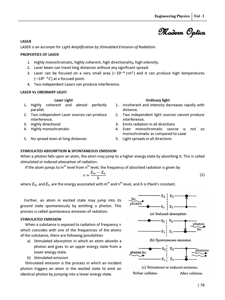 Unit 4 Engg Physics NEP Fiber Optics PDF Laser Optical Fiber