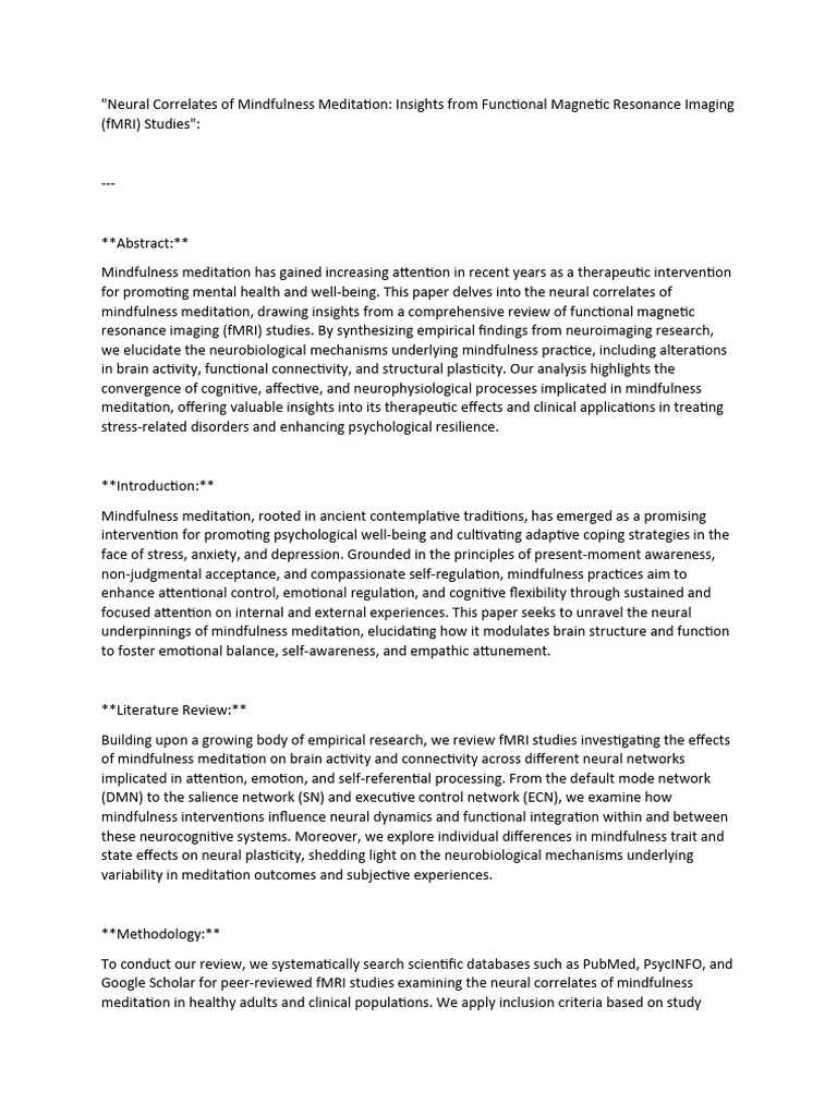 Neural Correlates of Mindfulness Meditation | PDF | Mindfulness ...