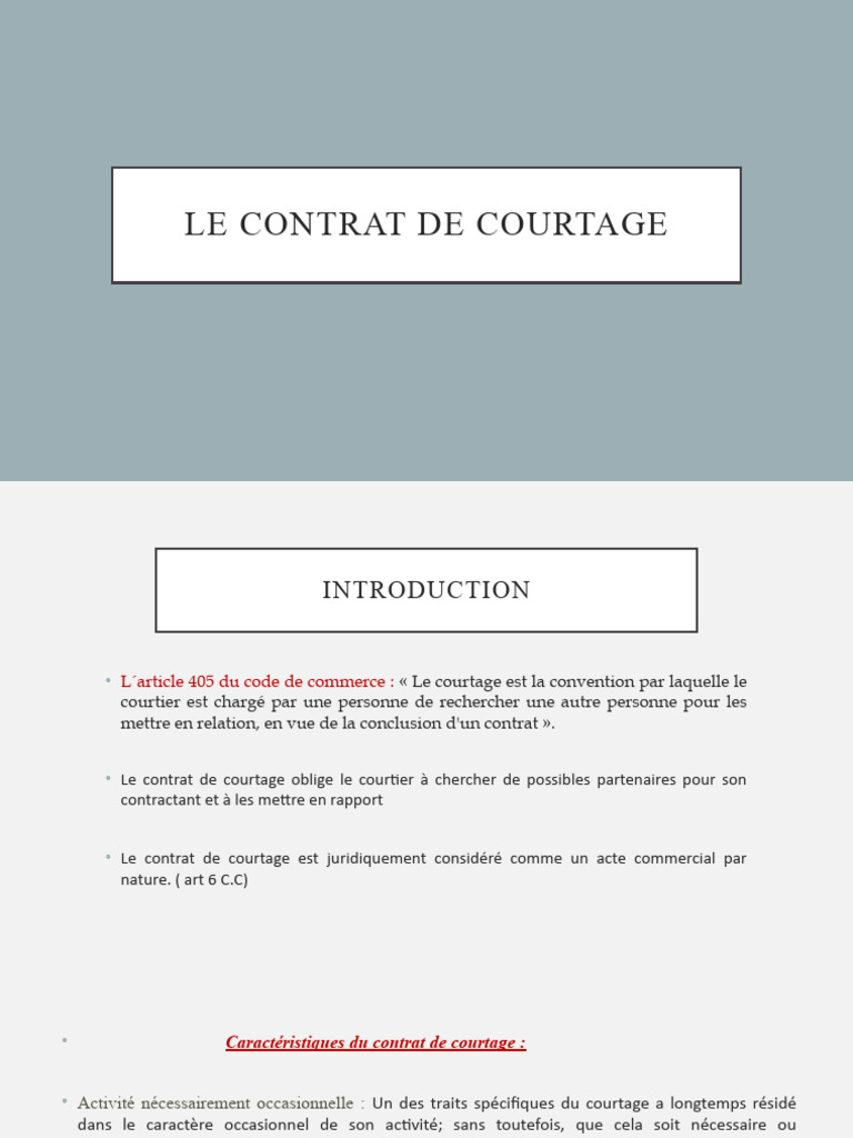 Contrat de courtage : obligations et responsabilités | PDF | Courtier ...