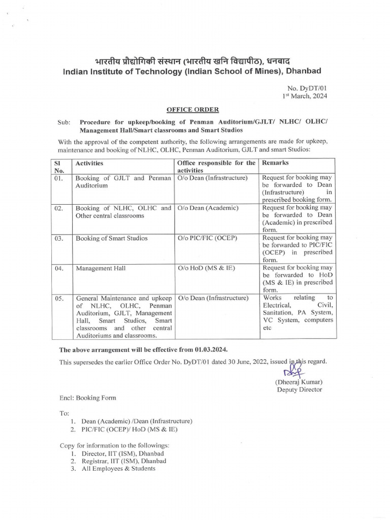 Booking Procedures for IIT Dhanbad Facilities | PDF | Government | Justice