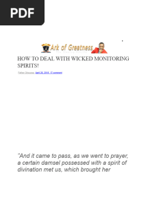 Sermon On Monitoring Spirits