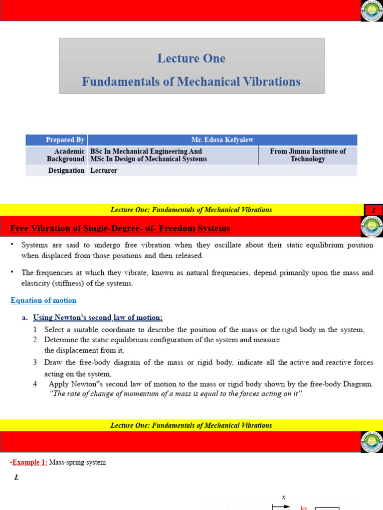 Mechanical Vibrations Fundamentals Explained | PDF | Oscillation | Force